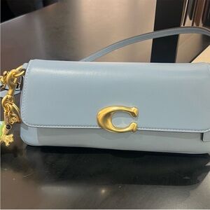 Coach Pale Blue Leather Jet Shoulder Bag with Gold 'C' Hardware